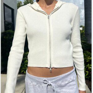 Brandy Melville White Arden Hoodie Sweater